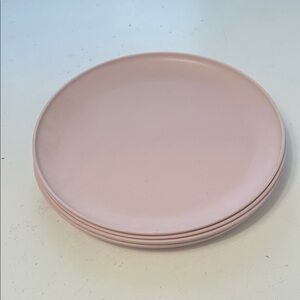 Set of 4 Room Essentials Plastic Pink BPA Free Microwave Dishwasher Safe Plates